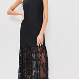 Marja Embroidery Mesh Combo Tank Dress Black