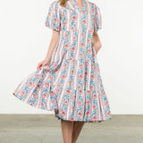 Pink and Blue Printed Maxi Dress
