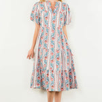Pink and Blue Printed Maxi Dress