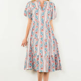 Pink and Blue Printed Maxi Dress
