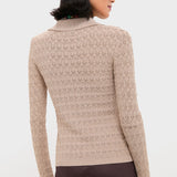 Ruby Knit Long Sleeve Polo Champagne