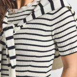 Twain Short Sleeve Pre Styled Sweater Black and White