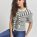 Twain Short Sleeve Pre Styled Sweater Black and White