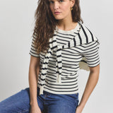 Twain Short Sleeve Pre Styled Sweater Black and White