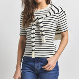 Twain Short Sleeve Pre Styled Sweater Black and White