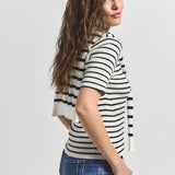Twain Short Sleeve Pre Styled Sweater Black and White