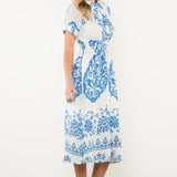 Printed Waist Synch Maxi Dress