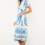 Printed Waist Synch Maxi Dress
