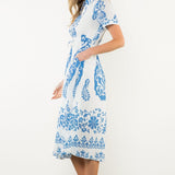 Printed Waist Synch Maxi Dress