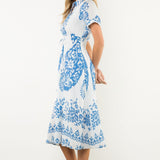 Printed Waist Synch Maxi Dress