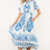 Printed Waist Synch Maxi Dress