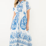 Printed Waist Synch Maxi Dress