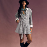 Louie Dress Slate Black Stripe