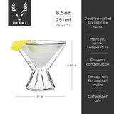 Viski Double Walled Stemless Martini Glasses - Set of 2