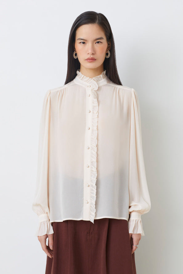 Leonor Ditsy Button Up Blouse Nude