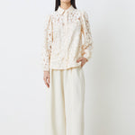 Lamour Lace Button Up Top Creme