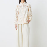 Lamour Lace Button Up Top Creme