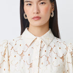 Lamour Lace Button Up Top Creme