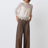 Lucia Cropped Lace Blouse Creme