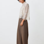 Lucia Cropped Lace Blouse Creme
