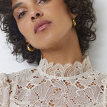 Lucia Cropped Lace Blouse Creme