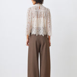 Lucia Cropped Lace Blouse Creme