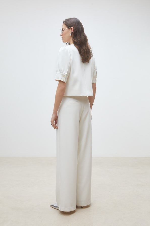 Jewel Wide Leg Pant Blanc Casse