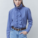 Lyes Flutter Blouse w/ Rhinestones