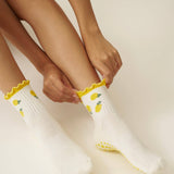 Lemon Ruffle Grip Pilates Socks
