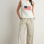 Flag Printed Knit Sweater Tank Ivory Multi
