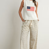 Flag Printed Knit Sweater Tank Ivory Multi