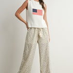 Flag Printed Knit Sweater Tank Ivory Multi