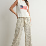 Flag Printed Knit Sweater Tank Ivory Multi