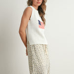 Flag Printed Knit Sweater Tank Ivory Multi
