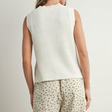 Flag Printed Knit Sweater Tank Ivory Multi