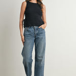 Texture Tie-Top Black Tank