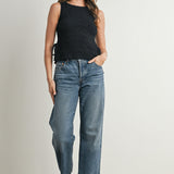 Texture Tie-Top Black Tank