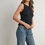 Texture Tie-Top Black Tank