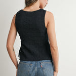 Texture Tie-Top Black Tank