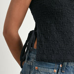 Texture Tie-Top Black Tank