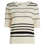 Striped Short Sleeve Sweater Cream Multi