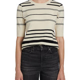 Striped Short Sleeve Sweater Cream Multi