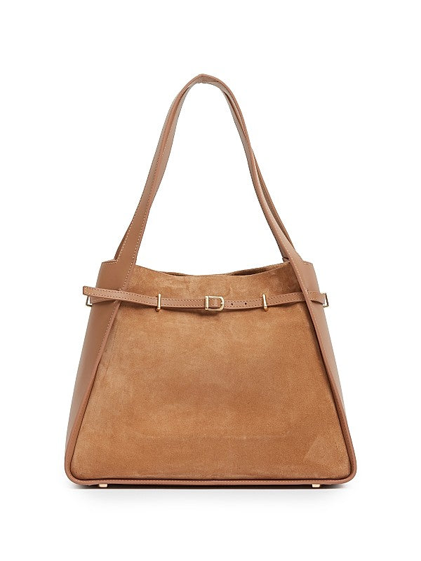 Cleo Small Suede Bucket Bag Camel