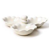 Signature White Ruffle Three Bowl Server