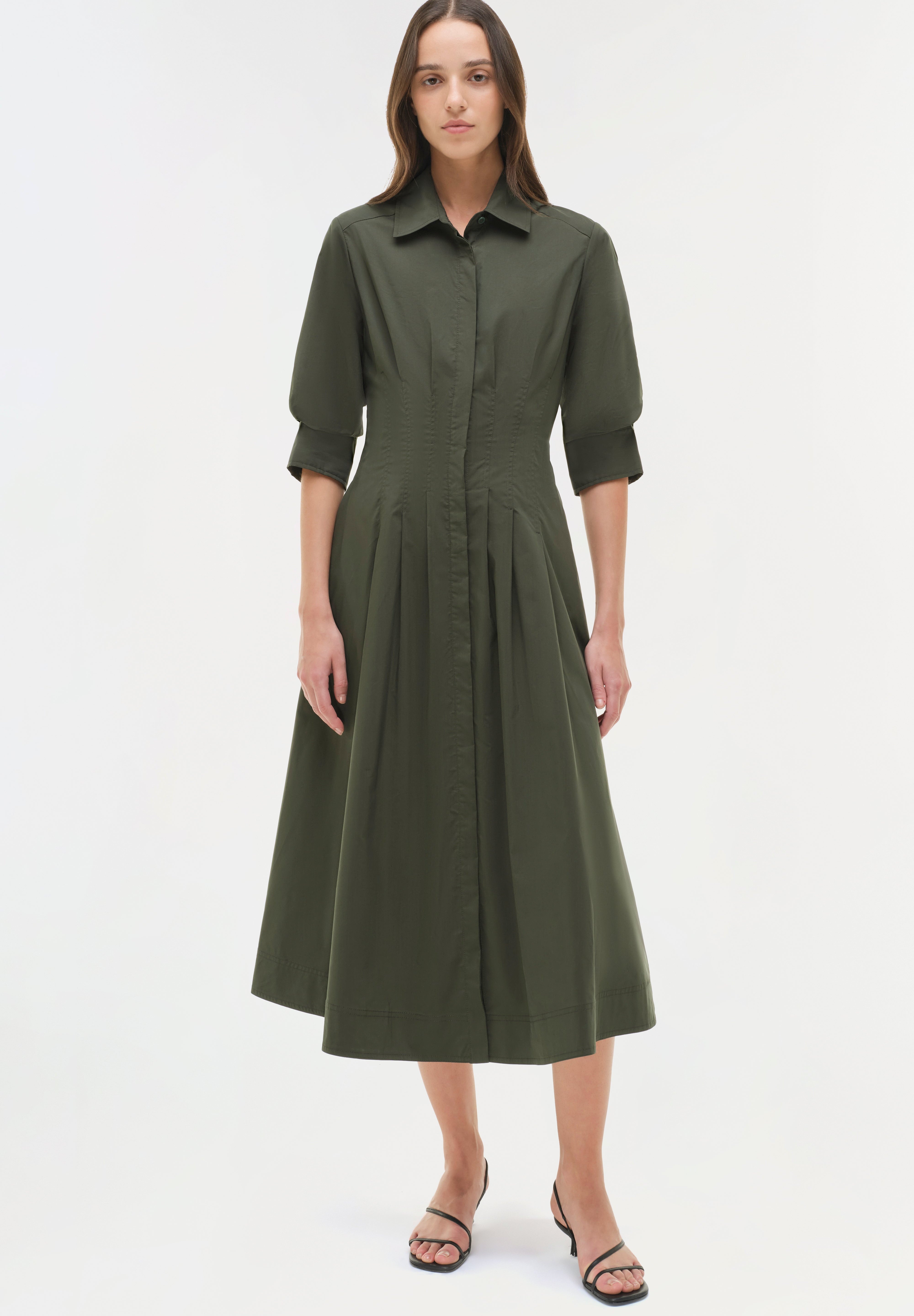 Jazz Pintuck Midi Dress Cypress