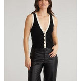 Claudia Button Shaker Vest Black Multi