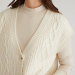 Paige Button Front Cable Vest Sea Salt