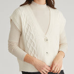 Paige Button Front Cable Vest Sea Salt