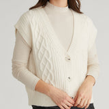 Paige Button Front Cable Vest Sea Salt
