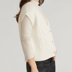 Paige Button Front Cable Vest Sea Salt